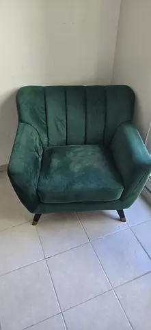 Dark Green Velvet Accent Armchair - Good Condition