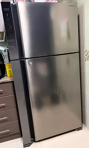 Stainless Steel Double-Door Refrigerator - Good Working Condition