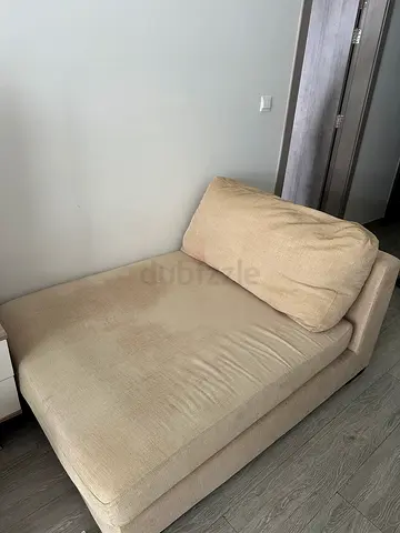 Free Beige Fabric Chaise Lounge / Single Seater Sofa - Good Condition - pickup only