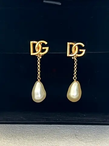 Dolce  Gabbana chain drop earrings with teardrop pearls