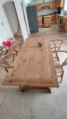 Solid Rustic Oak Dining Table — Seats 4