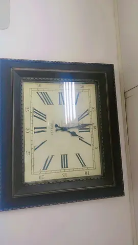 Square Vintage-Style Wall Clock with Roman Numerals (Black Frame)