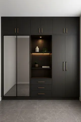 Wardrobe with Mirror and Shelves