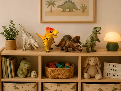 Set of 4 Dinosaur Toy Figures – T-Rex, Triceratops, Velociraptor, and Spinosaurus (Used) with sounds