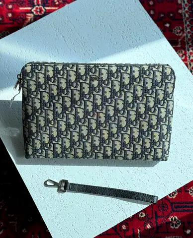 Dior oblique A4 zipper Strap clutch bag