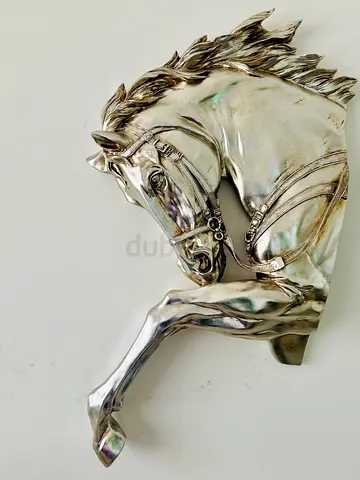 Silver-tone Wall Sculpture: Rearing Horse Head (Decorative Collectible)