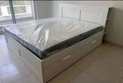 IKEA brimnes king size 180×200cm bed frame with headboard+ 4 big storage drawers with IKEA mattress