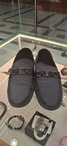 Mens black leather loafers - used, good condition