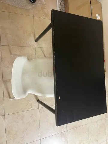 Small Black Study Table with White Chair - for sale