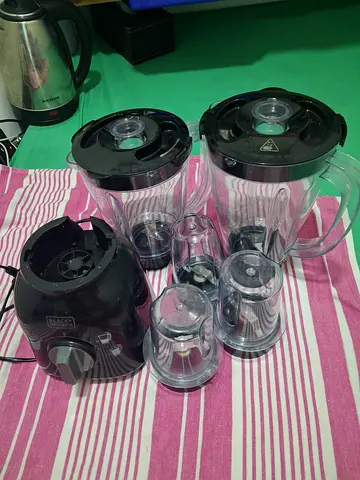Black multi-function blender with multiple jars and grinders - used