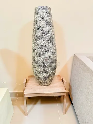 Home Centre, Tall Decorative Floor Vase in Grey Mosaic Finish