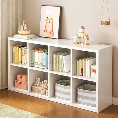 White 8-Cube Storage Shelf - Low Bookcase / Toy Organizer