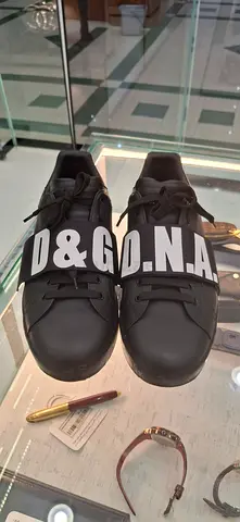 Dolce  Gabbana Black Logo Slip-On Sneakers - Mens Size (Pre-owned)