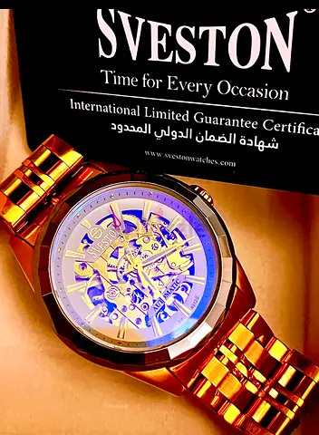 Golden Sveston Automatic Skeleton watch longines patek aquanaut rado iwc tissot
