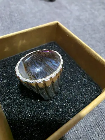 Silver mens ring with Agate gemstone