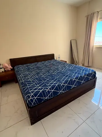 Solid Wood Double Bed with Mattress - Good Condition