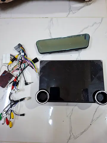 Used car multimedia display with rearview mirror and wiring harness