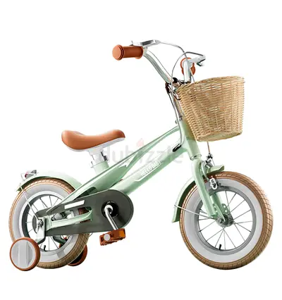 Childs 12-inch Green Bicycle with Training Wheels and Basket