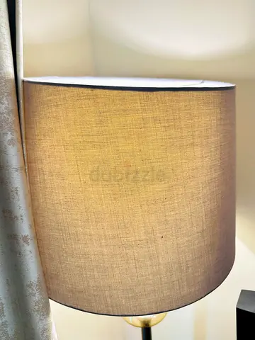 Beige Fabric Table Lamp with Drum Shade