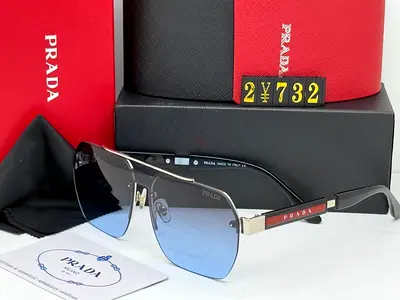 Prada Men’s Sunglasses - Blue Gradient Lens, Excellent Condition