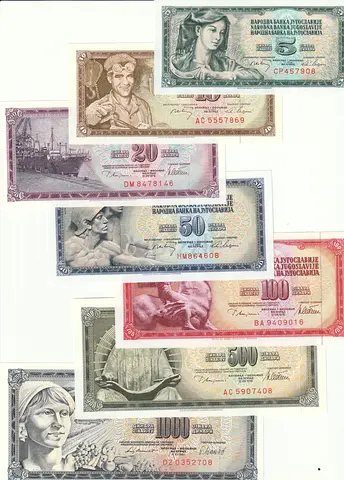 YUGOSLAVIA BANKNOTE SET 1981