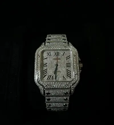 Cartier Santos Iced Out Full Diamond
