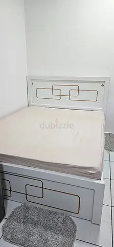 White Double Bed with Headboard and Storage Drawer  with mattress - Good Condition