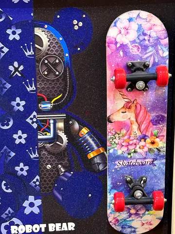 Aesthetic cartoon bear bearbrick skateboard robot unicorn