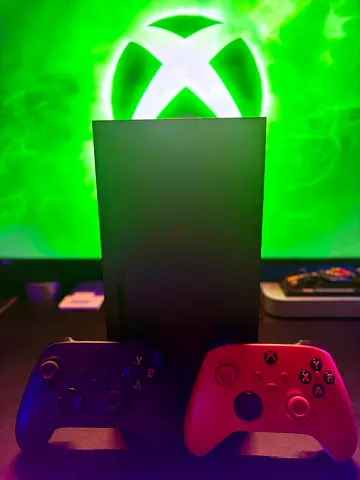 Xbox Series X console with two wireless controllers (black + red) - Great condition