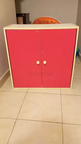 Small two-door storage cabinet / kids wardrobe - pink doors