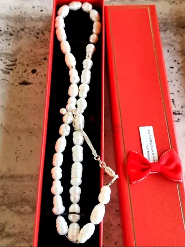 Freshwater Natural White Baroque Pearl Tasbih (Misbah) with Real Silver