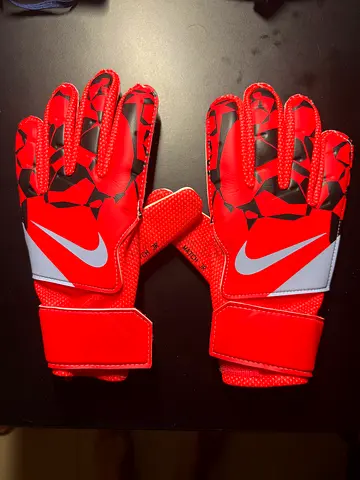 Red Nike Goalkeeper Gloves - Pair, Good Condition (size 5)