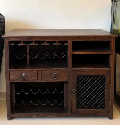 Solid Wood Wine Cabinet / Sideboard with Storage and Bottle Racks