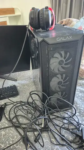 Gaming PC Tower with Monitor, Keyboard, Headset — Used Setup