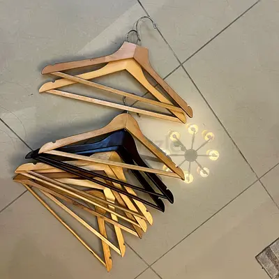 Set of 10 Wooden Clothes Hangers - Natural Finish