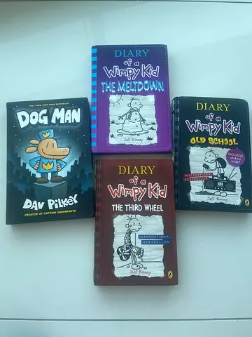 Bundle: Diary of a Wimpy Kid (3 books) + Dog Man paperback