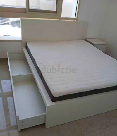 Malam double size bed 140/200cm bed with 2 storage drawers underneath and Ikea mattress