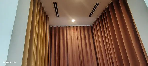 Set of Heavy-Duty Brown Pleated Curtains