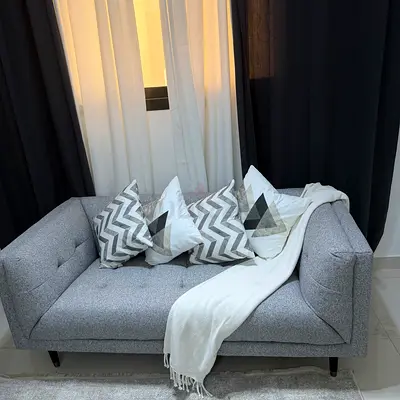 Light Grey 2-Seater Sofa + 3 seater (5 seater total)  with Cushions and Throw - Excellent Condition
