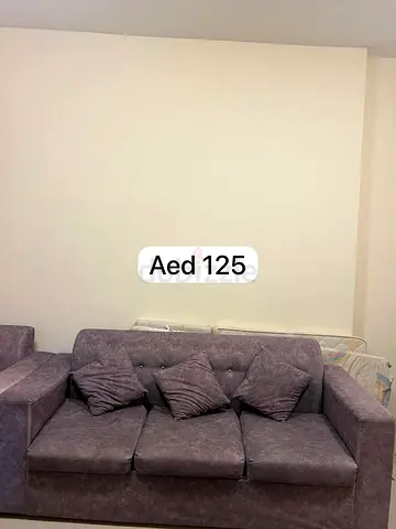 3-Seater Grey Fabric Sofa with Cushions - Good Condition