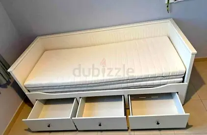 IKEA Hamnes daybed with 3 big storage drawers and 2 IKEA mattresses.