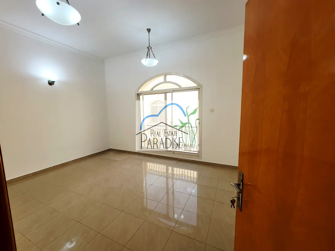 available 3br 1 master bedrooms/fitted kitchen/private back yard/laundry room/covered car parking shared swimming pool/gym compound for rent in mirdif