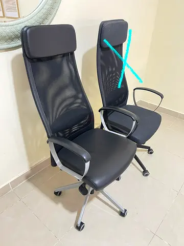 Ikea Marcos  Office Chairs — Black Mesh  Leather
