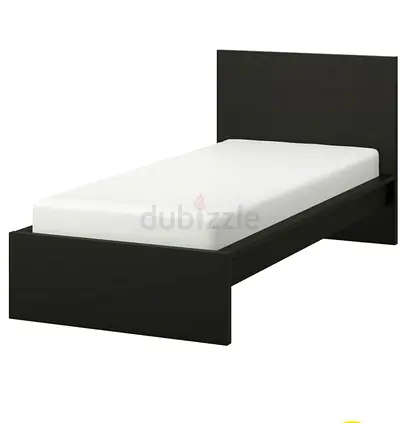 IKEA MALM - 2 Single Bed Frame with Headboard - Black