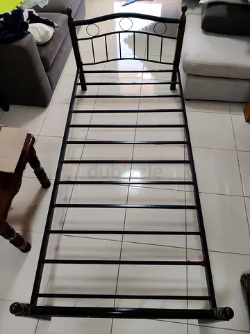 Single Metal Bed Frame with Plywood Base - Good Condition