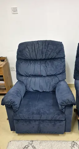 Single Blue Fabric Recliner Armchair - Comfortable Living Room Seat