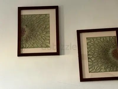 Pair of Framed Textured Sunburst Wall Art Prints