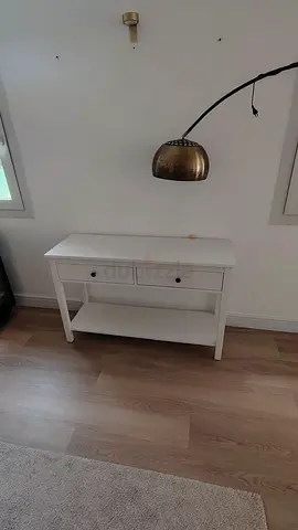 White Console Table with Drawers and Lower Shelf - Good Condition