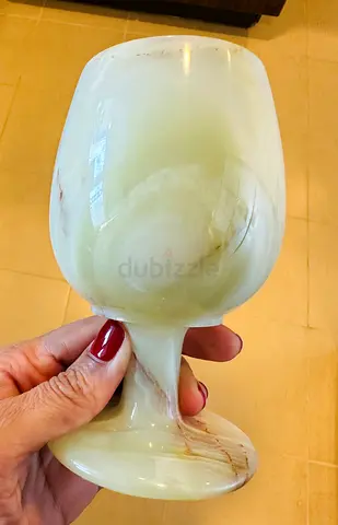 Marble green onyx. Decorative Goblets/ Small Stone Wine Glasses set.