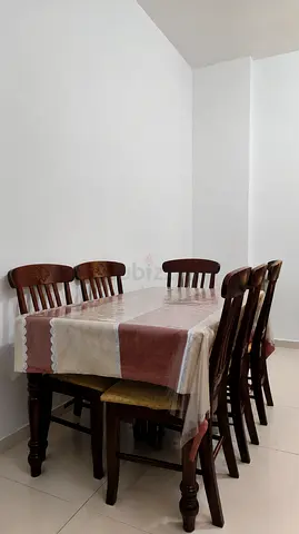 Solid Wood 6-Seater Dining Table with Chairs